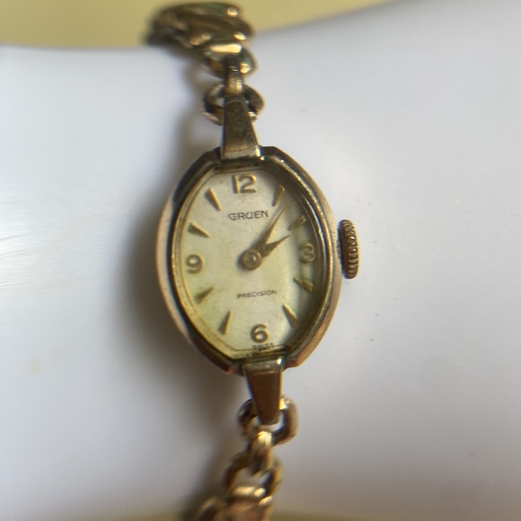 Antique Vintage Gruen 10GP Marked: Stainless Steel 10k Bezel